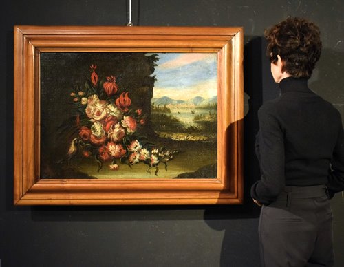 Natura Morta di Fiori con Paesaggio (2)